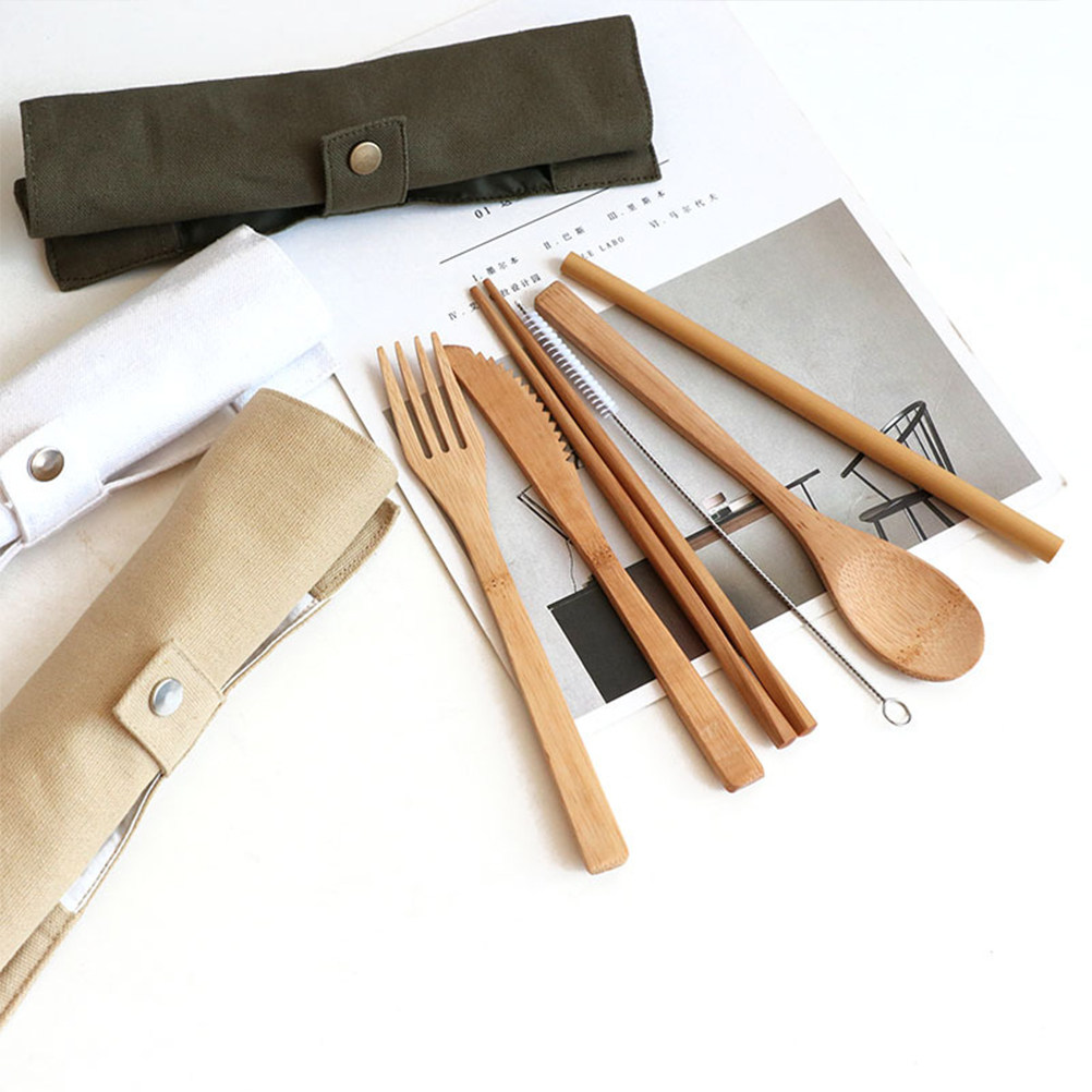 Bamboo Cutlery Travel - Juego de Cubiertos de Bambú de