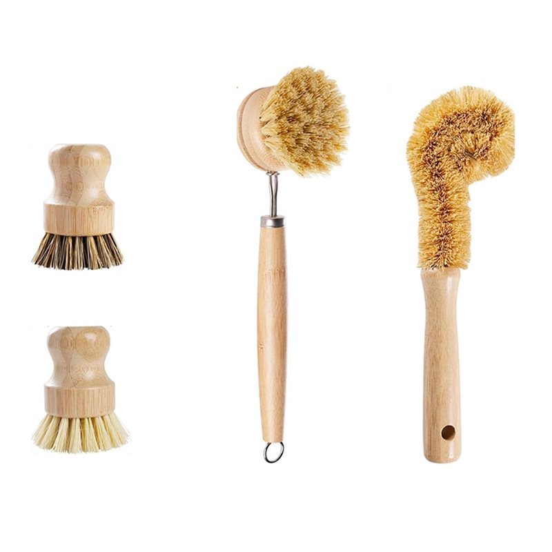 Dish Brush Bamboo - Juego de 4 cepillos para platos