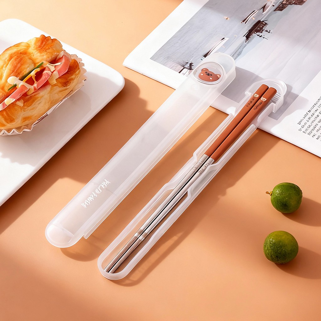 Bamboo Cutlery Travel - 1 par de palillos portátiles de