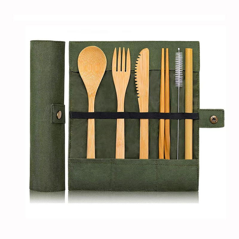 Bamboo Cutlery Travel - Vajilla de viaje de bambú, juego