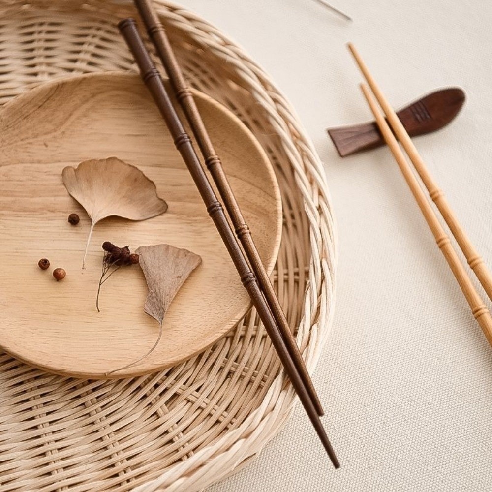 1 par de palillos de madera Re - Bamboo Cutlery Travel reseña y precio